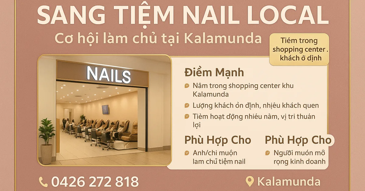 CƠ HỘI SANG TIỆM NAIL LOCAL TẠI KALAMUNDA