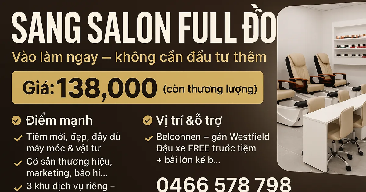 SANG SALON FULL ĐỒ – VÀO LÀM NGAY