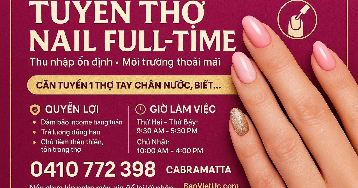 TUYỂN THỢ NAIL FULL-TIME – THU NHẬP ỔN ĐỊNH, MÔI TRƯỜNG LÀM VIỆC THOẢI MÁI