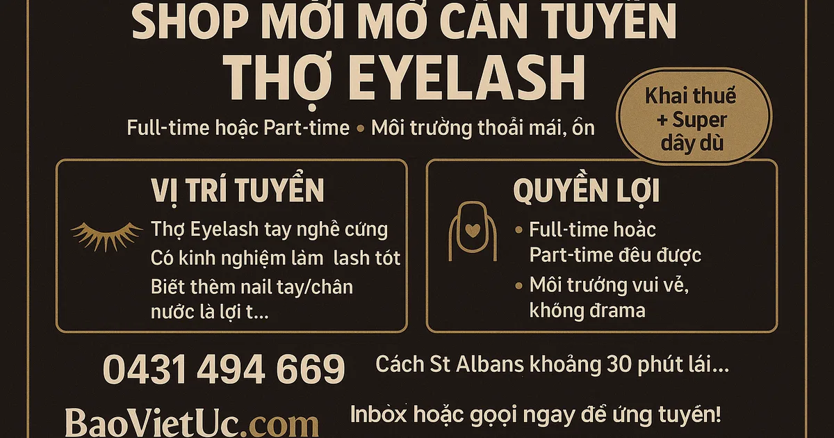 SHOP MỚI MỞ – CẦN TUYỂN THỢ EYELASH