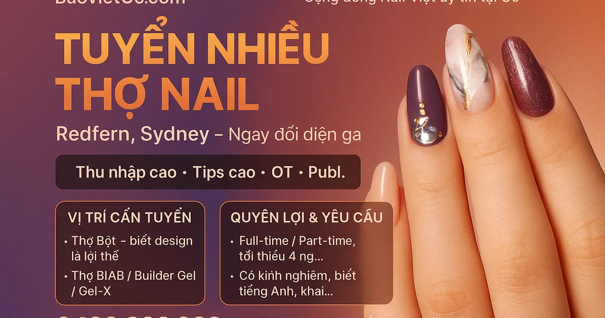 TUYỂN NHIỀU THỢ NAIL – REDFERN, SYDNEY