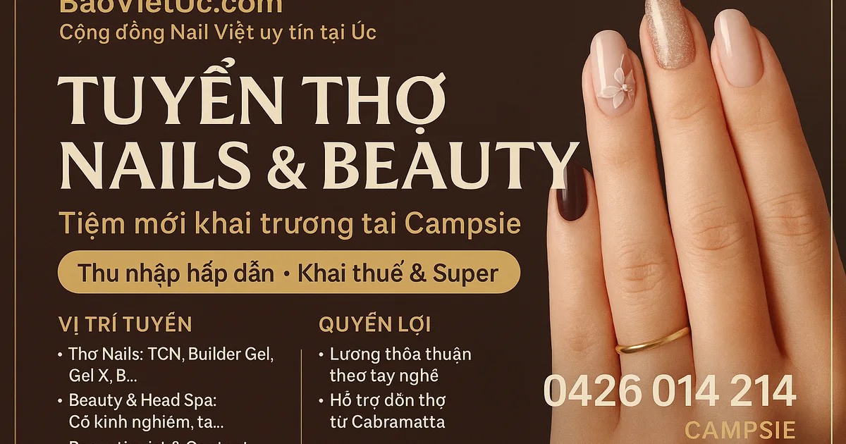 TUYỂN THỢ NAILS & BEAUTY – CAMPSIE