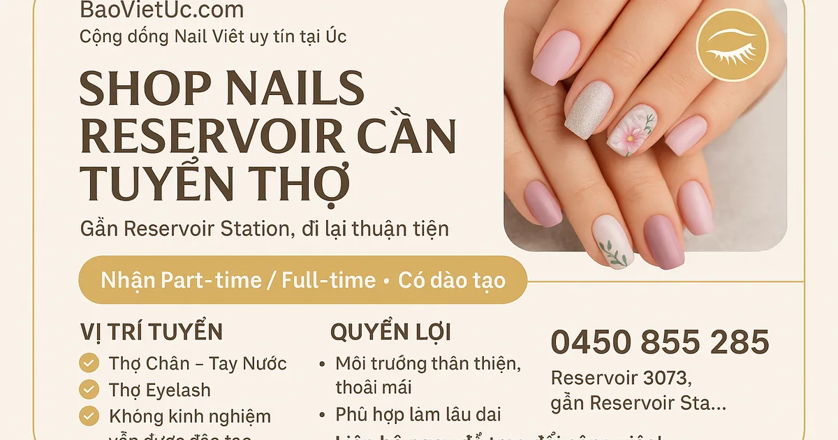 SHOP NAILS TẠI RESERVOIR 3073 – CẦN TUYỂN THỢ